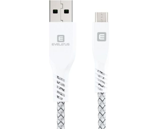 Evelatus Universal  Data Cable MicroUSB EDC03 White Data USB kabeļi