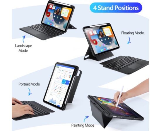 Case with keyboard Dux Ducis DK Apple iPad 10.9 2022/iPad 11 2025 black Maki Planšetdatoriem