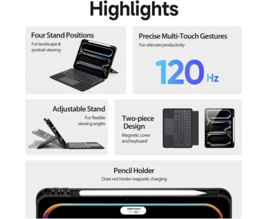 Case with keyboard Dux Ducis DK Apple iPad Pro 11 2024 black Maki Planšetdatoriem