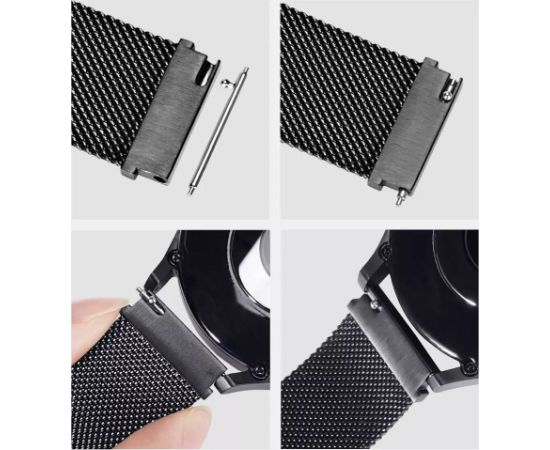 Strap Dux Ducis Milanese Series For Smartwatches 20mm Black Smart-Watch aksesuāri