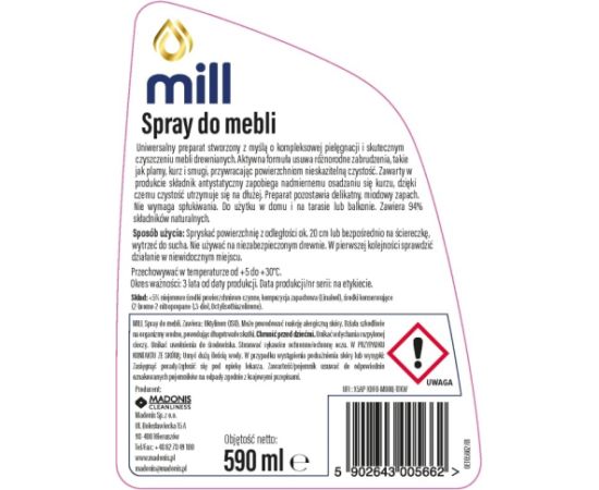 MILL Clean Furniture Spray 590 ml Tīrīšanas un Ķīmiskie līdzekļi