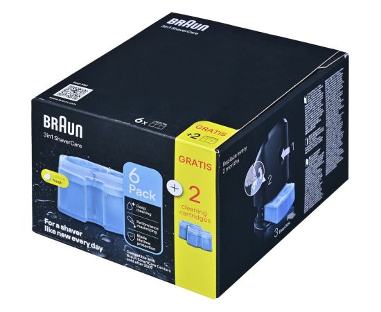 Shaver cleaning cartridge 8-pack CCR6+2 BRAUN Bārdas kopšana