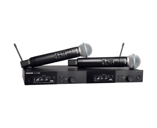 Shure SLXD24DE/B58-G59 - Podwójny cyfrowy system bezprzewodowy z dwoma nadajnikiami/mikrofonami "do ręki" Mикрофоны