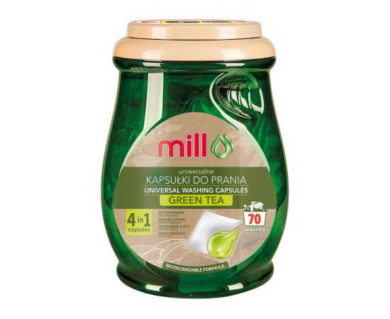 MILL ECO 2k universal 2-in-1 green tea laundry capsules, 70 capsules Tīrīšanas un Ķīmiskie līdzekļi