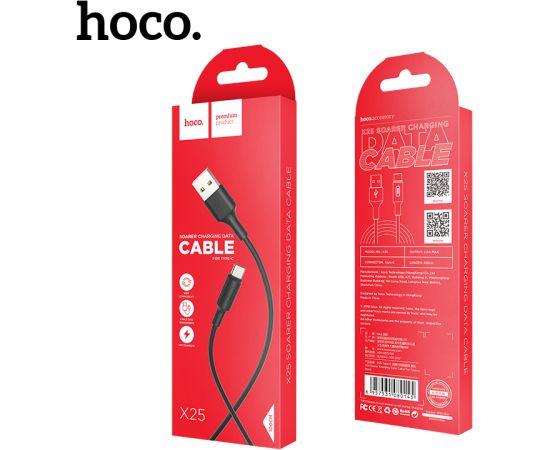 USB кабель HOCO X25 Type-C 1.0m черный Дата USB-кабели