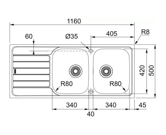 Franke Spark SKX 621 3 1/2" Iebūvējama Nerūsējošā Tērauda Virtuves Izlietne Нержавеющая сталь