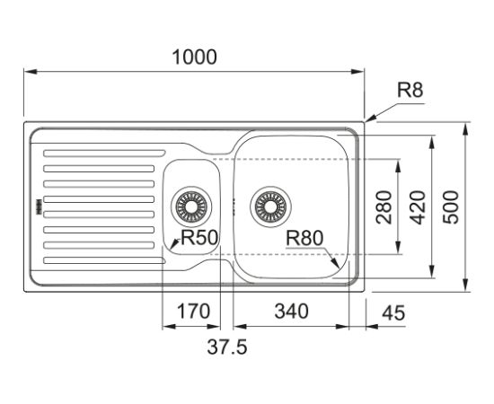 Franke Antea AZN 651 3 1/2" Iebūvējama Nerūsējoša Tērauda Virtuves Izlietne Нержавеющая сталь