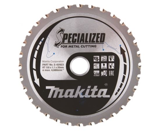 Griešanas disks metālam Makita Specialized; 150x1,1x20 mm; Z32 Zāģripas