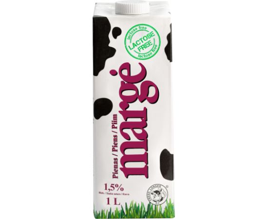 MargĖ Piens MARGE Bez laktozes 1.5%, UHT, 1 l ( Gab. x 12 ) Kafija, kapsulas