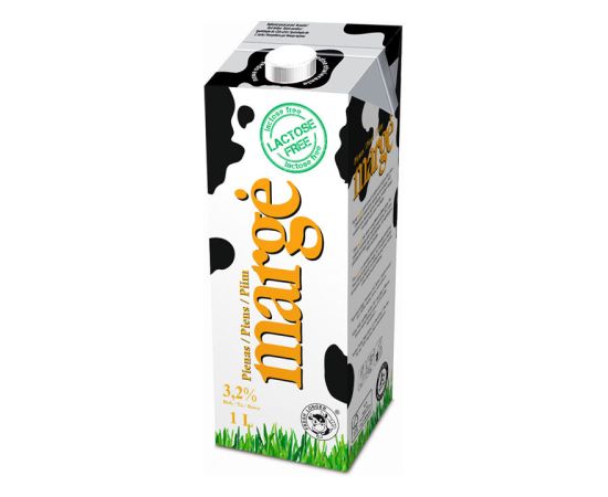 MargĖ Piens MARGE bez laktozes, 3.2%, UHT, 1L ( Gab. x 12 ) Kafija, kapsulas