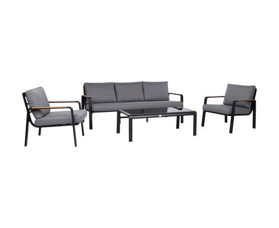 Garden furniture set LONA table, sofa and 2 chairs, grey/black Новинки Для дома и сада 