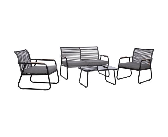 Garden furniture set MACOS table, sofa and 2 chairs, grey/black Jaunumi -Dārzam