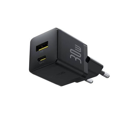 Baseus   Palm Fast Charger USB-A + USB-C 30W Black Telefonu lādētāji 220v