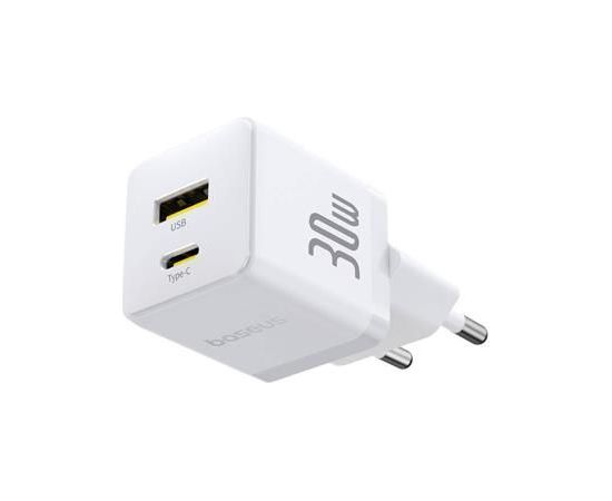 Baseus   Palm Fast Charger USB-A + USB-C 30W White Telefonu lādētāji 220v