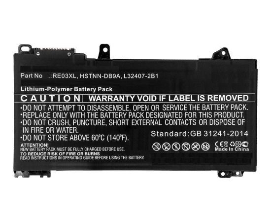 CoreParts Laptop Battery for HP HSTNN-DB9A  HSTNN-UB7R  L32407-2B1  L32656-005  RE03XL  HSTNN-DB9A  L32407-2B1  HSTNN-UB7R  L32656-005  L324 Baterijas portatīvajiem datoriem