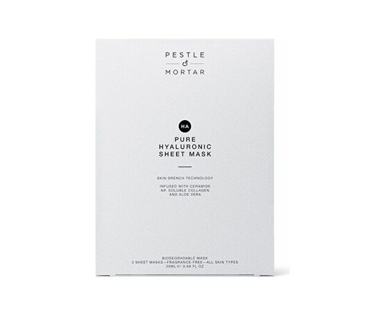 Pestle & Mortar Pure Hyaluronic Sheet Mask ( 3 ks ) - Hydratační plátýnková maska s kolagenem a ceramidy Уход за лицом