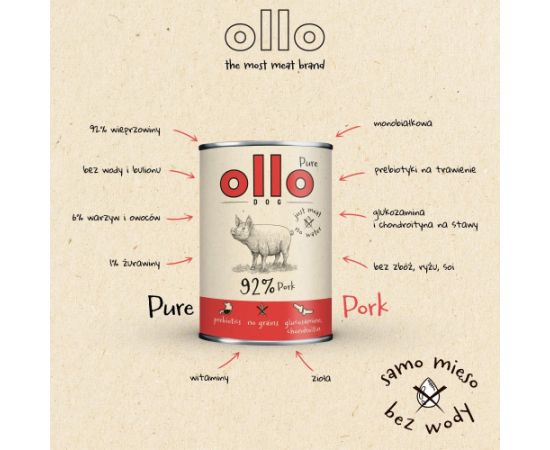 OLLO Pure Pork - wet dog food - 850g Suņu barība