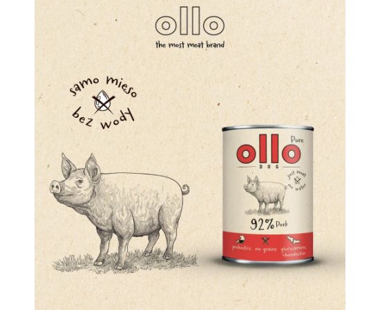 OLLO Pure Pork - wet dog food - 850g Suņu barība