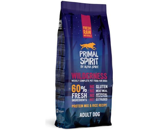 PRIMAL SPIRIT Wilderness 60% Meat Pork and Chicken - semi-moist dog food - 12 kg Suņu barība