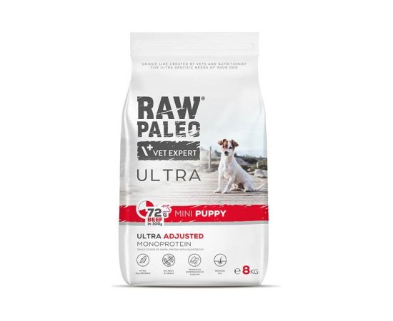 RAW PALEO Ultra Mini Puppy Beef - dry food for puppies of small breeds - 8 kg Suņu barība