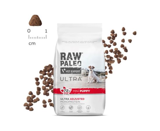 RAW PALEO Ultra Mini Puppy Beef - dry food for puppies of small breeds - 8 kg Suņu barība