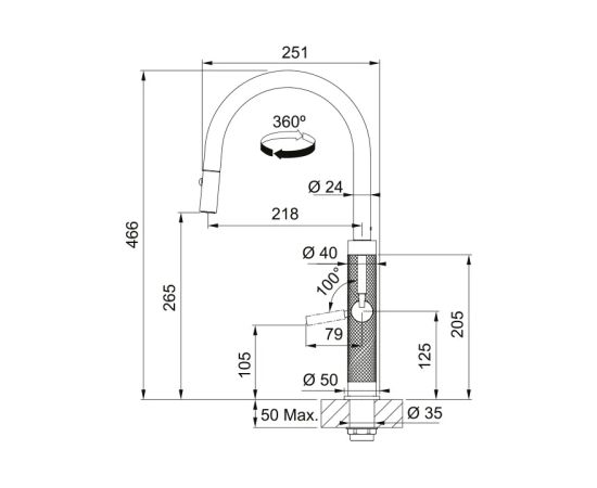 Franke Mythos Masterpiece Izvelkams ar Dušu Zelts Virtuves Izlietnes Jaucējkrāns Virtuves jaucējkrāni