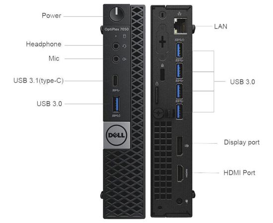 Dell OptiPlex 7050 Micro Стационарный компьютер i5-6500T / 8GB RAM / 256GB SSD / Windows 10 Pro / Refurbished Новинки Компьютерная техника
