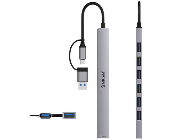 Док-станция Orico YSA2-U3 USB-A|USB-C Hub 1x USB-A 3.0 + 6x USB-A 2.0 - серый Новинки Компьютерная техника