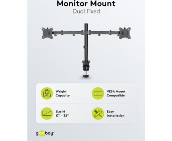 Goobay Dual Monitor Mount Flex Swivel, Tilt, Rotation 17-32 " Maximum weight (capacity) 8 kg Black Крепления для телевизоров