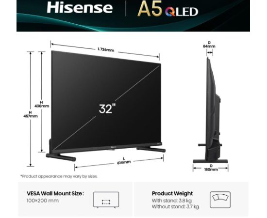 TV Set HISENSE 32A5Q 32" Full HD QLED Телевизоры