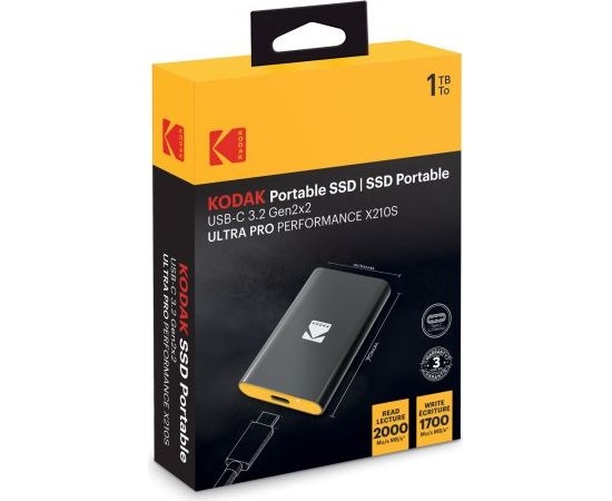 Kodak SSD 3.2Gen2 X210 S 1TB Portable EKSSD1TX210SK Внешние жесткие диски
