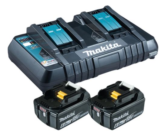 Makita Power Source Kit 18V 6Ah, set (black, 2x battery BL1860B, 1x charger DC18RD) Jaunumi -Dārzam