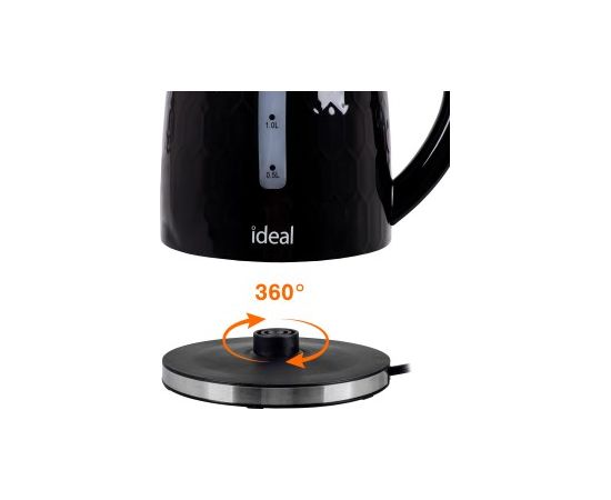 IDEAL Kettle 1.8 l, power 1500 W, glossy black Tējkannas (elektriskās)