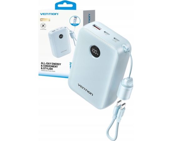 Powerbank Vention 20000mAh 2 x USB-C 1x USB-A z wyświetlaczem 22,5W niebieski Power Banks