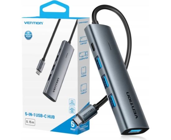 Hub 5w1 USB-C 3.0 Vention 0.15m USB / Type-C Hub