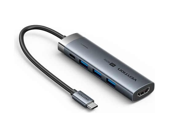 Hub 5w1 Vention USB-C 100W PD 5Gbps 4K@60Hz srebrny Usb HUB
