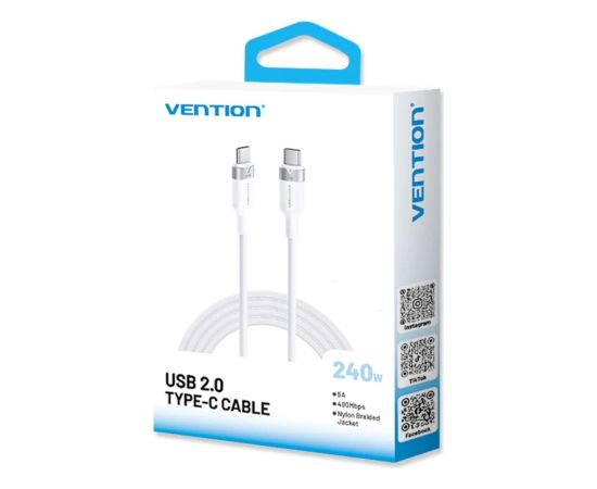 USB-C to C 2.0 Vention PD 3.1 5A 240W 2m WH cable Дата USB-кабели