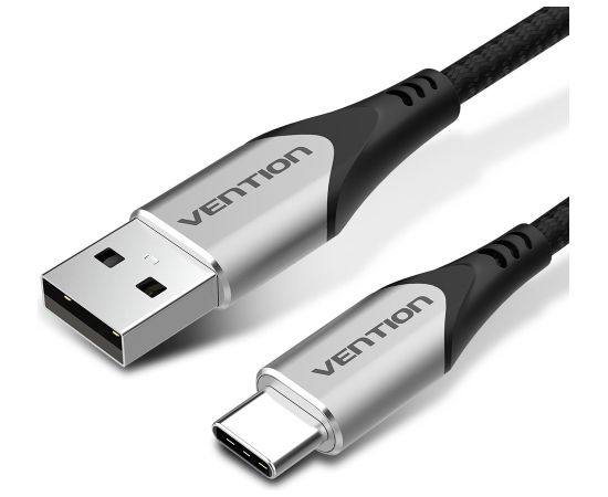 Vention Cotton Braided USB 2.0 A Male to C Male 3A Cable 2M Gray Aluminum Alloy Type Data USB kabeļi