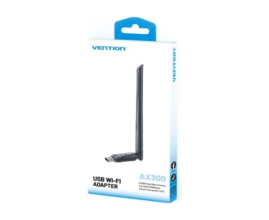 Karta sieciowa Vention AX300 USB Wi-Fi 6 2.4GHz z anteną czarny Wi-fi Adapteri
