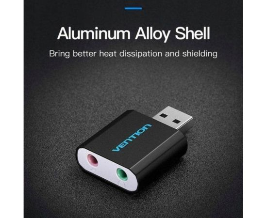 Vention USB External Sound Card Black Metal Type Srīmošanas kartes