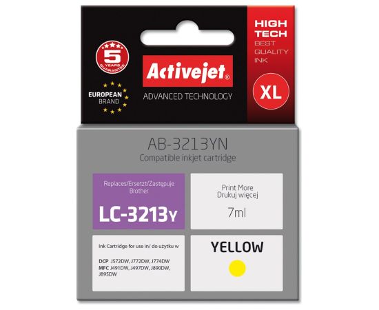 Activejet AB-3213YN Ink cartridge (replacement for Brother LC3213Y; Supreme; 7 ml; yellow) Чернила для принтера