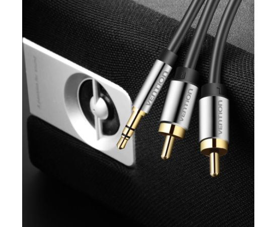 Vention 3.5mm Male to 2RCA Male Audio Cable 1M Black Metal Type Проводa