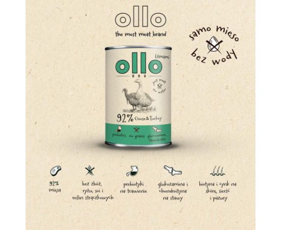 OLLO Umami Goose and turkey - wet dog food - 850g Suņu barība