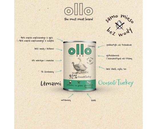 OLLO Umami Goose and turkey - wet dog food - 850g Suņu barība