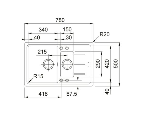 Franke Basis BFG 651-78 3 1/2" Šīfera Pelēka Granīta Virtuves Izlietne Virtuves izlietnes