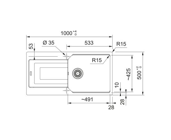 Franke Urban UBG 611-100 3 1/2" Šīfera Pelēka Granīta Iebūvējama Virtuves Izlietne Virtuves izlietnes
