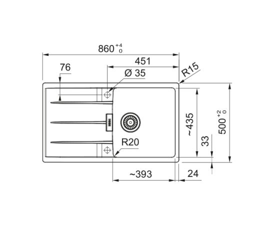Franke Centro CNG 611-86 3 1/2" Šīfera Pelēka Granīta Virtuves Izlietne Virtuves izlietnes