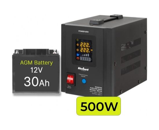 Rezerves Elektropadeves Komplekts Apkures Sistēmai 500W + 12V 30Ah akumulators UPS Nepārtrauktā barošana