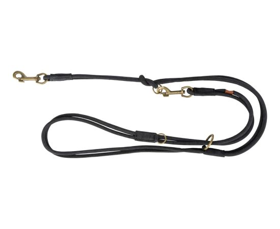 Trixie Pure, smycz regulowana, dla psa, skórzana, czarna, S: 2 m/10 mm, okrągła Citas preces