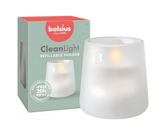 Bolsius Svece arom. stikla gl. Clean Light Ø95x85mm 0% fragrance Sveces un svečturi